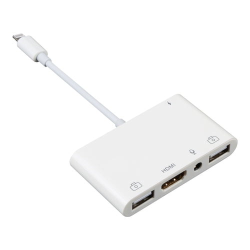 4 in 1 8 Pin to Dual USB + 3.5 มม. AUX + HDMI OTG Audio อะแดปเตอร์ AV ดิจิตอล