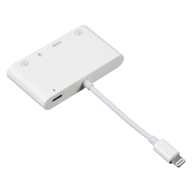 4 in 1 8 Pin to Dual USB + 3.5 มม. AUX + HDMI OTG Audio อะแดปเตอร์ AV ดิจิตอล