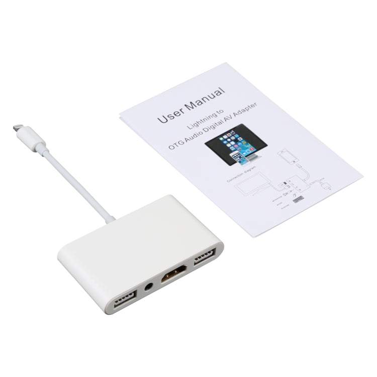 4 in 1 8 Pin to Dual USB + 3.5 มม. AUX + HDMI OTG Audio อะแดปเตอร์ AV ดิจิตอล