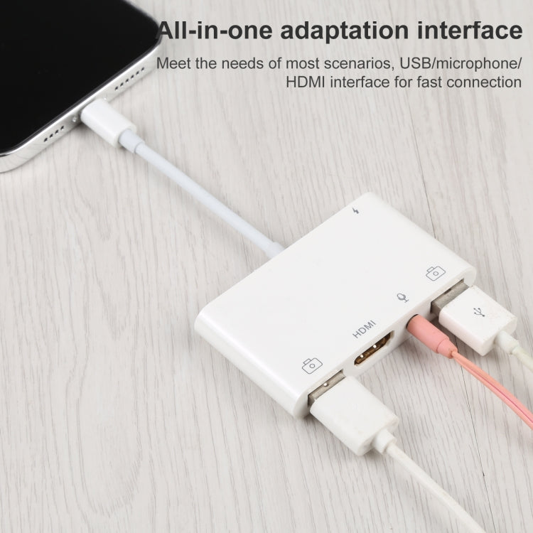 4 in 1 8 Pin to Dual USB + 3.5 มม. AUX + HDMI OTG Audio อะแดปเตอร์ AV ดิจิตอล