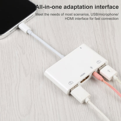 4 in 1 8 Pin to Dual USB + 3.5 มม. AUX + HDMI OTG Audio อะแดปเตอร์ AV ดิจิตอล