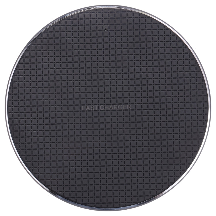 เครื่องชาร์จไร้สายโลหะทรงกลมลายตาราง 10W QI, 10W Metal