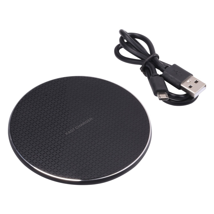 เครื่องชาร์จไร้สายโลหะทรงกลมลายตาราง 10W QI, 10W Metal