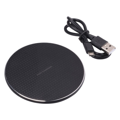 เครื่องชาร์จไร้สายโลหะทรงกลมลายตาราง 10W QI, 10W Metal