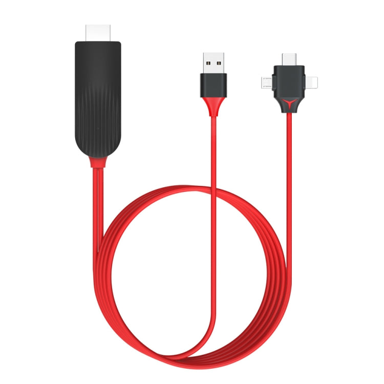 MiraScreen L7-8 3 in 1 8 Pin Micro USB USBC / TypeC เป็นสายแปลงวิดีโอ HDMI ความยาวสายเคเบิล: 2 ม., 3 in 1 HDMI