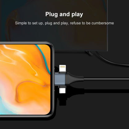 P8J อลูมิเนียม 3 in 1 8 พิน + Micro USB USB-C / Type-C ถึงสาย HDTV ความยาวสายเคเบิล: 2 ม., 3 in 1 HDMI (Aluminum)