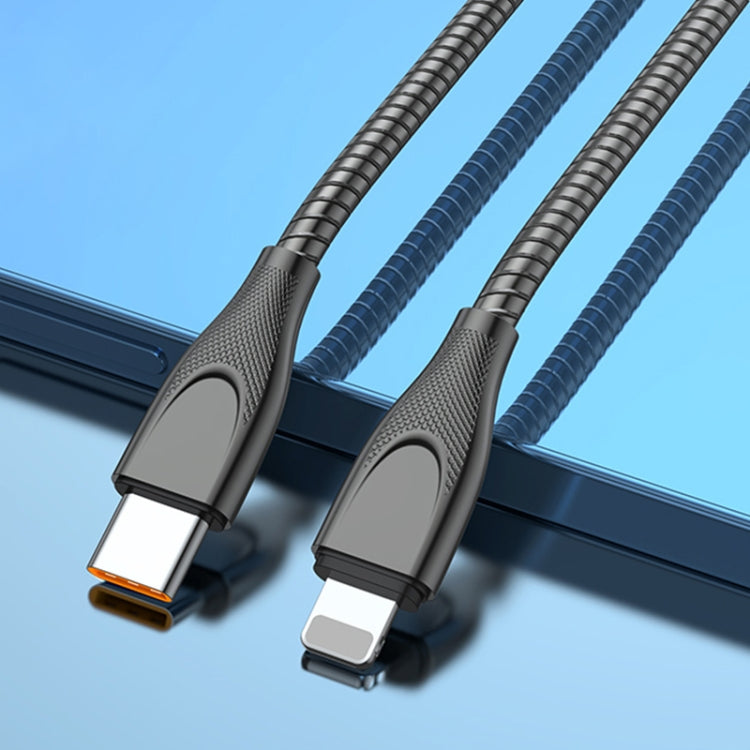 ADC009 USBC / TypeC ถึง 8 Pin Zinc Alloy Hose สายชาร์จข้อมูลได้อย่างรวดเร็ว, ความยาวสายเคเบิล: 1 ม., USB-C / Type-C to 8 Pin