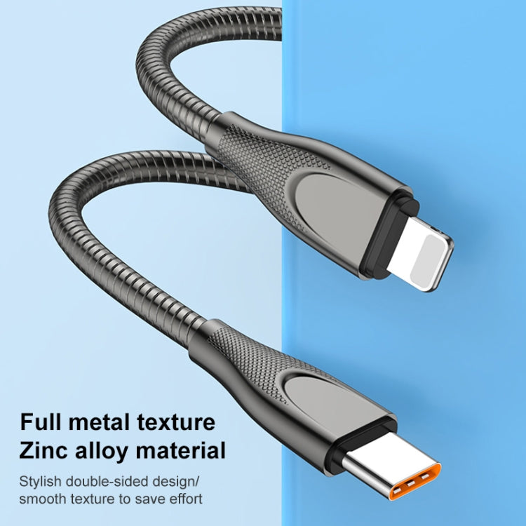 ADC009 USBC / TypeC ถึง 8 Pin Zinc Alloy Hose สายชาร์จข้อมูลได้อย่างรวดเร็ว, ความยาวสายเคเบิล: 1 ม., USB-C / Type-C to 8 Pin