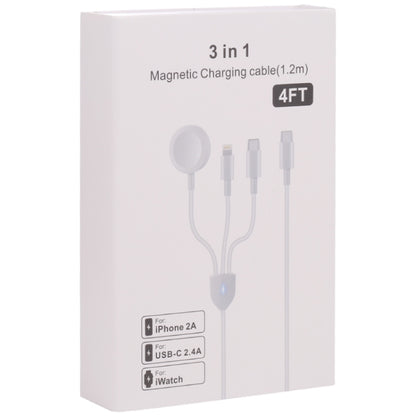 3 in 1 USB-C / Type-C ถึง 8 พิน USB-C / Type-C Magnetic Watch สายชาร์จข้อมูลไร้สายความยาวสายเคเบิล: 1.2 ม., 3 in 1