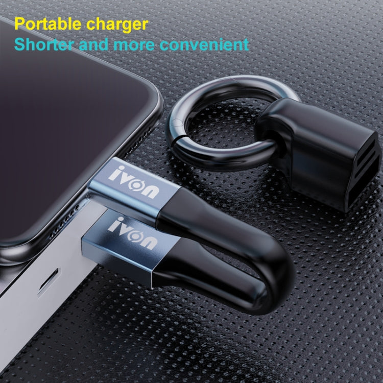 IVON CA90 2.4A USB to 8 Pin สายเคเบิลข้อมูลแบบพกพาพร้อมวงแหวน, ความยาว: 14.5 ซม., 8 Pin