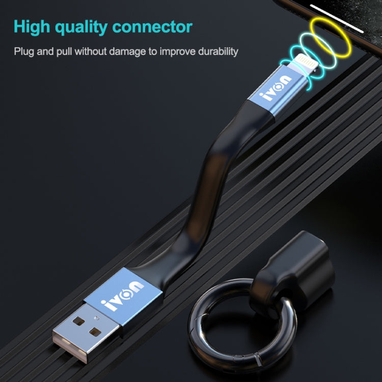 IVON CA90 2.4A USB to 8 Pin สายเคเบิลข้อมูลแบบพกพาพร้อมวงแหวน, ความยาว: 14.5 ซม., 8 Pin