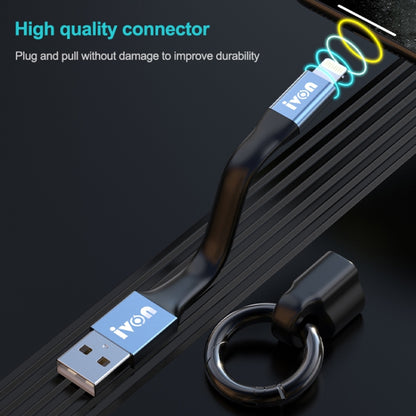 IVON CA90 2.4A USB to 8 Pin สายเคเบิลข้อมูลแบบพกพาพร้อมวงแหวน, ความยาว: 14.5 ซม., 8 Pin