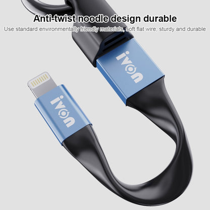 IVON CA90 2.4A USB to 8 Pin สายเคเบิลข้อมูลแบบพกพาพร้อมวงแหวน, ความยาว: 14.5 ซม., 8 Pin