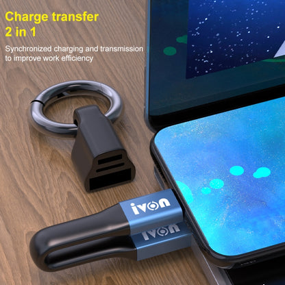 IVON CA90 2.4A USB to 8 Pin สายเคเบิลข้อมูลแบบพกพาพร้อมวงแหวน, ความยาว: 14.5 ซม., 8 Pin