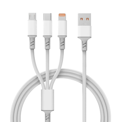 3A 3 in 1 USB เข้ากับ TypeC / 8 Pin / Micro USB สายชาร์จเร็ว, ความยาวสายเคเบิล: 1.2 ม., White
