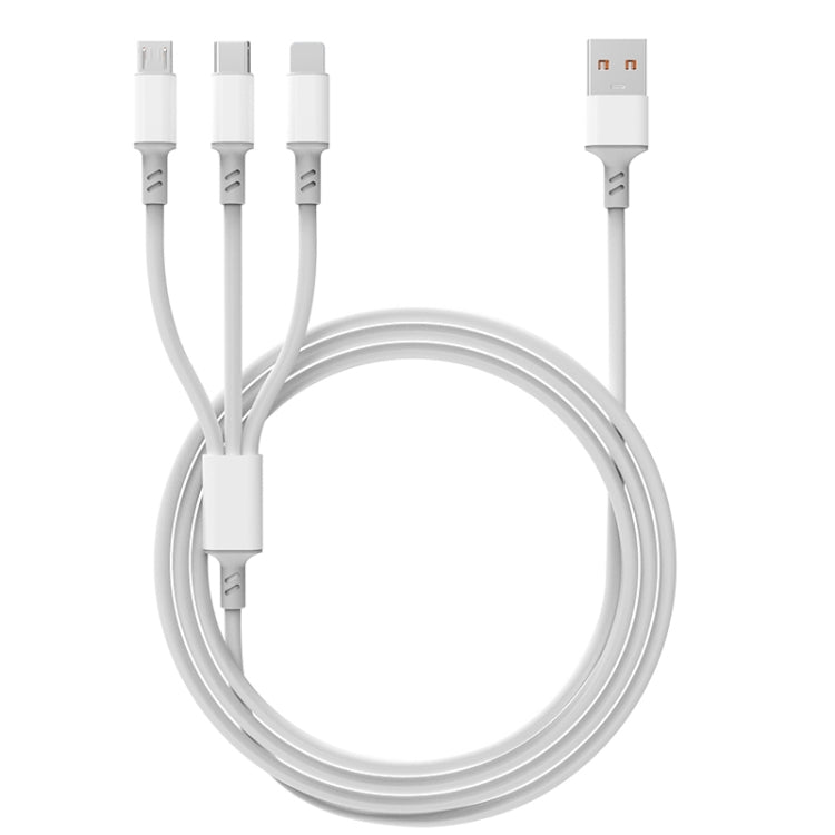 3A 3 in 1 USB เข้ากับ TypeC / 8 Pin / Micro USB สายชาร์จเร็ว, ความยาวสายเคเบิล: 1.2 ม., White