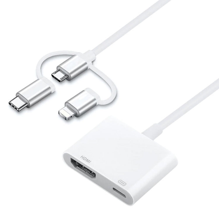 A18 Pro 3 in 1 8 Pin + Type-C + Micro USB เป็น HDMI + อะแดปเตอร์ AV ดิจิตอล 8 พิน