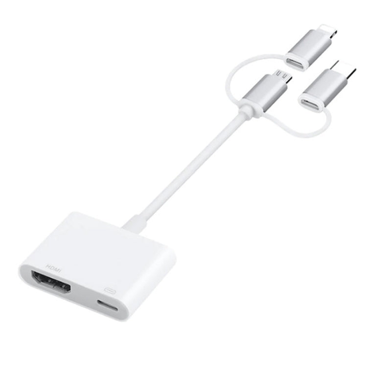 A18 Pro 3 in 1 8 Pin + Type-C + Micro USB เป็น HDMI + อะแดปเตอร์ AV ดิจิตอล 8 พิน