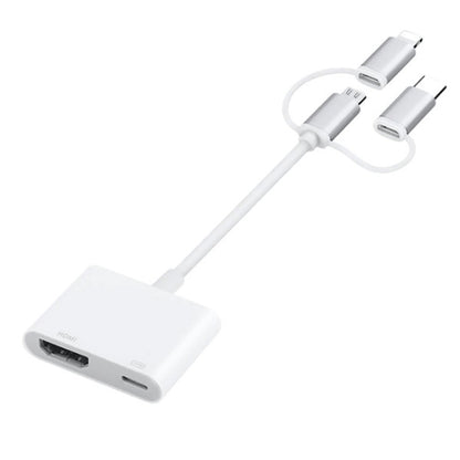 A18 Pro 3 in 1 8 Pin + Type-C + Micro USB เป็น HDMI + อะแดปเตอร์ AV ดิจิตอล 8 พิน