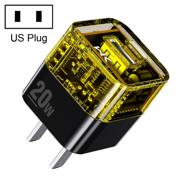 WK WP-U149 20W USB+USB-C/Type-C สองพอร์ตเครื่องชาร์จแบบใส, ข้อมูลจำเพาะ: ปลั๊ก US