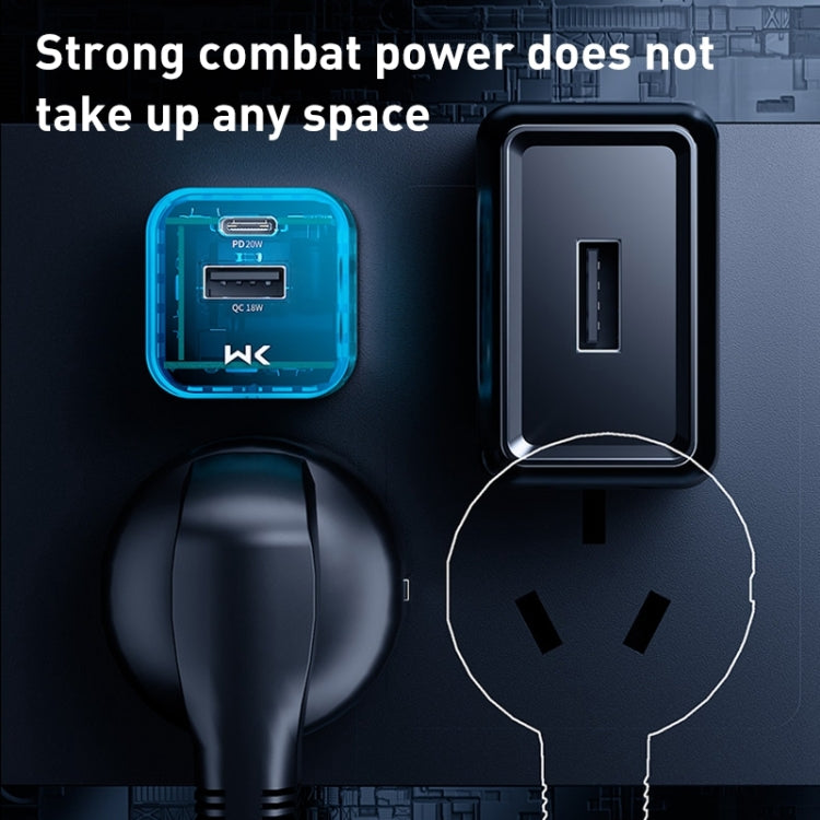 WK WP-U149 20W USB+USB-C/Type-C สองพอร์ตเครื่องชาร์จแบบใส, ข้อมูลจำเพาะ: ปลั๊ก US