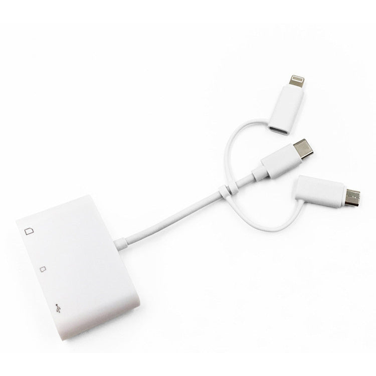 3 in 1 8-Pin และ Micro USB และ Type-C ถึง TF และ SD Card Reader อะแดปเตอร์ USB OTG Extender