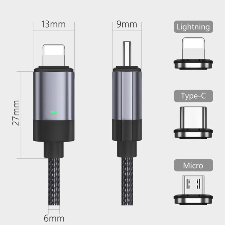 15W USB-C / Type-C เป็น Micro USB สายชาร์จข้อมูลแม่เหล็กอย่างรวดเร็ว, สไตล์: สายเคเบิล 1 ม. + หัวแม่เหล็ก, Micro USB