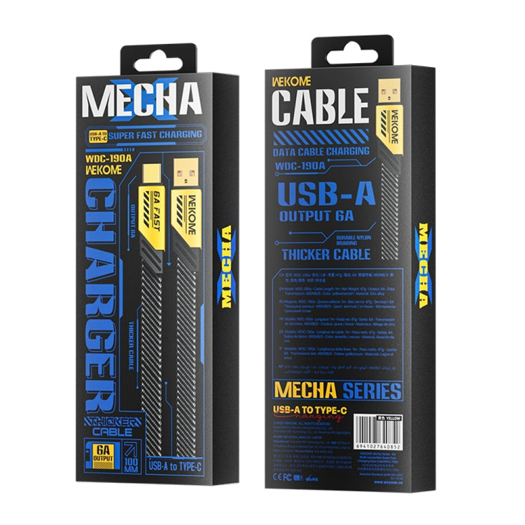 WK WDC-190a Mech Series 6A USB to USB-C/Type-C สายเคเบิลข้อมูลชาร์จเร็ว ความยาว: 1 ม., USB to USB-C/Type-C