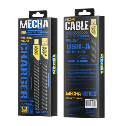 WK WDC-190a Mech Series 6A USB to USB-C/Type-C สายเคเบิลข้อมูลชาร์จเร็ว ความยาว: 1 ม., USB to USB-C/Type-C