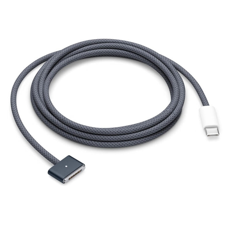 USB-C / Type-C เป็น Magsafe 3 สายเคเบิลข้อมูลการชาร์จอย่างรวดเร็วแบบถัก ความยาว: 2 ม, Blue, White