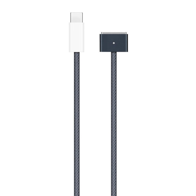 USB-C / Type-C เป็น Magsafe 3 สายเคเบิลข้อมูลการชาร์จอย่างรวดเร็วแบบถัก ความยาว: 2 ม, Blue, White