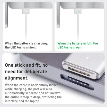 USB-C / Type-C เป็น Magsafe 3 สายเคเบิลข้อมูลการชาร์จอย่างรวดเร็วแบบถัก ความยาว: 2 ม, Blue, White