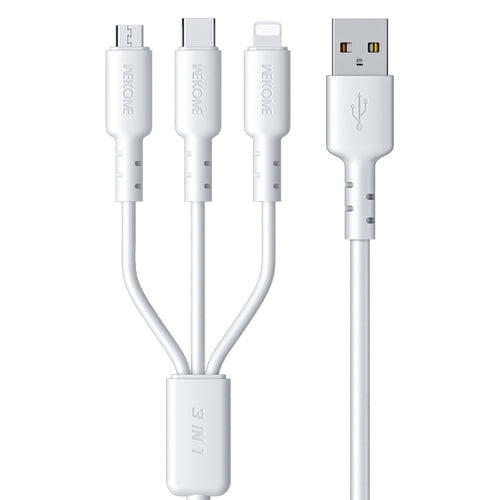 WEKOME WDC-02 Tidal Energy Series 3A USB to 8 Pin+Type-C+Micro USB 3 in 1 PVC Data Cable ความยาว: 1.2 ม.