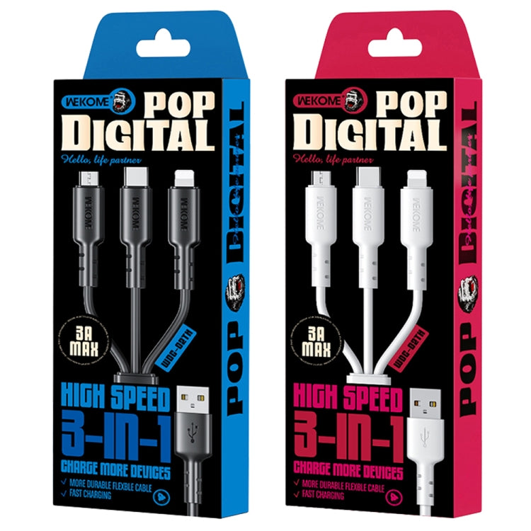 WEKOME WDC-02 Tidal Energy Series 3A USB to 8 Pin+Type-C+Micro USB 3 in 1 PVC Data Cable ความยาว: 1.2 ม.