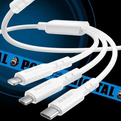 WEKOME WDC-02 Tidal Energy Series 3A USB to 8 Pin+Type-C+Micro USB 3 in 1 PVC Data Cable ความยาว: 1.2 ม.
