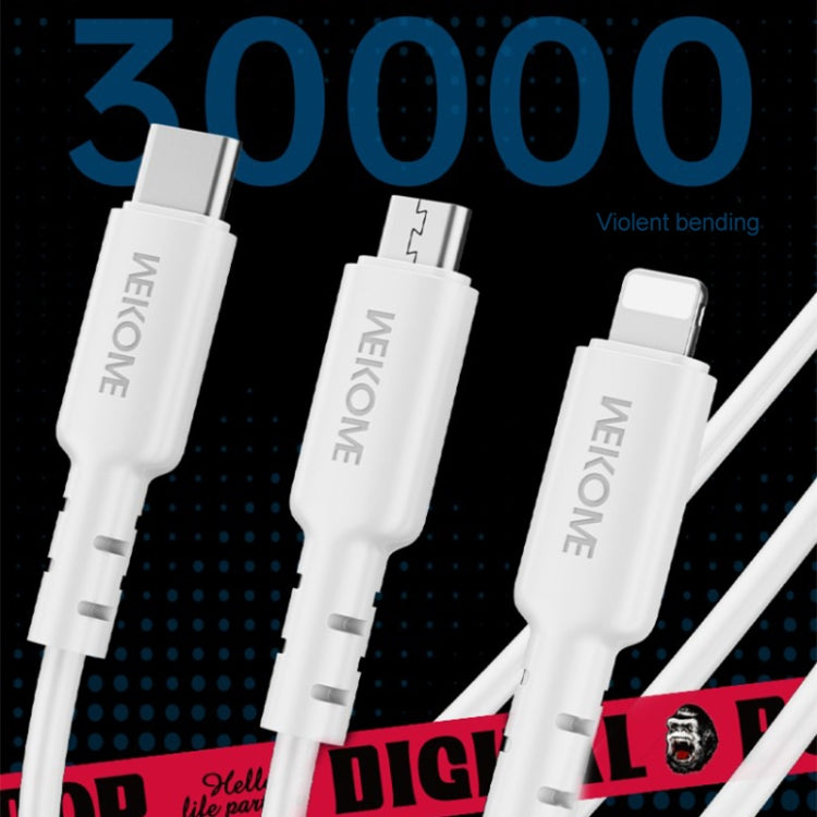 WEKOME WDC-02 Tidal Energy Series 3A USB to 8 Pin+Type-C+Micro USB 3 in 1 PVC Data Cable ความยาว: 1.2 ม.