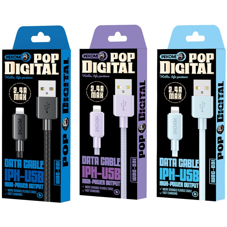 WEKOME WDC-03 Tidal Energy Series 2.4A USB to 8 Pin Braided Data Cable, ความยาว: 1 ม., USB to 8 Pin