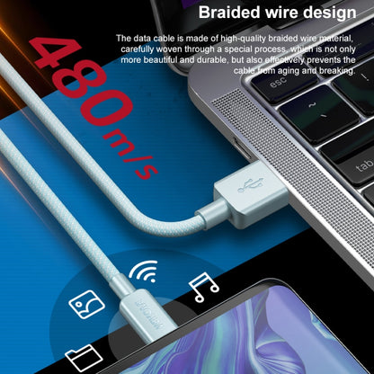 WEKOME WDC-03 Tidal Energy Series 2.4A USB to 8 Pin Braided Data Cable, ความยาว: 1 ม., USB to 8 Pin