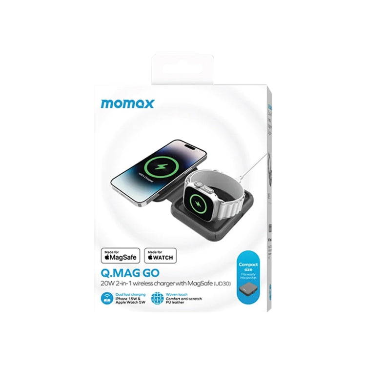 MOMAX UD30 Q.Mag Go 2 in 1 Magsafe Magnetic Wireless Charger
