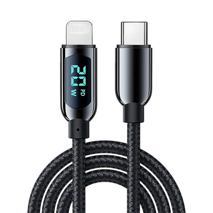 Mutural Li-CC001 1.2 ม. PD20W จอแสดงผลดิจิตอล USB-C / Type-C ถึง 8 พินสายชาร์จข้อมูล, Type-C to 8 Pin