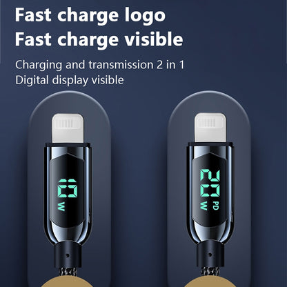 Mutural Li-CC001 1.2 ม. PD20W จอแสดงผลดิจิตอล USB-C / Type-C ถึง 8 พินสายชาร์จข้อมูล, Type-C to 8 Pin