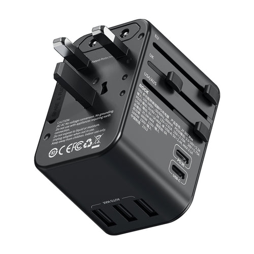 ROCK T62 35.5W Global Travel Multifunctional Plug PD Charger Adapter ปลั๊กไฟ, T62