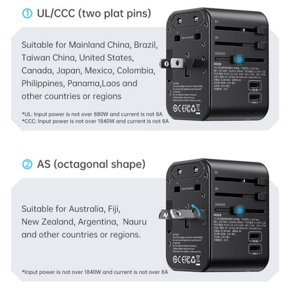 ROCK T62 35.5W Global Travel Multifunctional Plug PD Charger Adapter ปลั๊กไฟ, T62