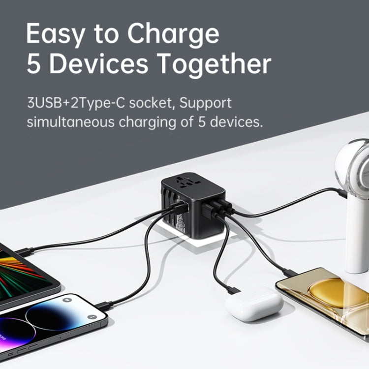 ROCK T62 35.5W Global Travel Multifunctional Plug PD Charger Adapter ปลั๊กไฟ, T62