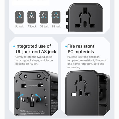 ROCK T62 35.5W Global Travel Multifunctional Plug PD Charger Adapter ปลั๊กไฟ, T62