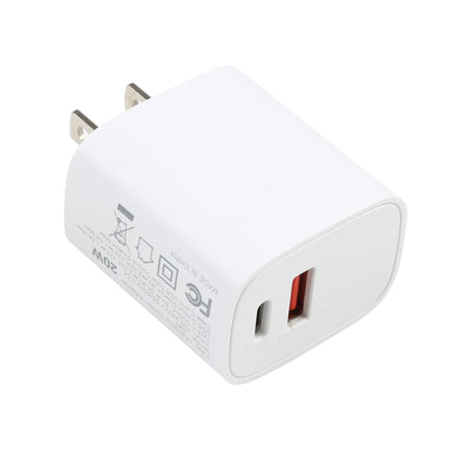 U087 20W USB-C / Type-C + พอร์ต USB ที่ชาร์จสำหรับเดินทางชาร์จเร็ว, ปลั๊ก US, US Plug