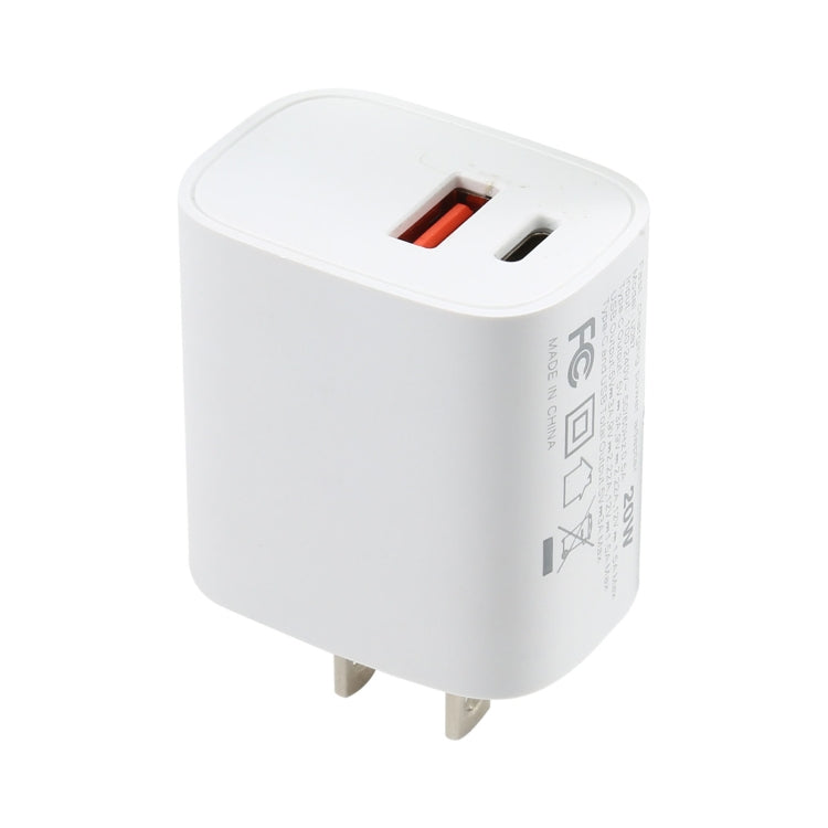 U087 20W USB-C / Type-C + พอร์ต USB ที่ชาร์จสำหรับเดินทางชาร์จเร็ว, ปลั๊ก US, US Plug