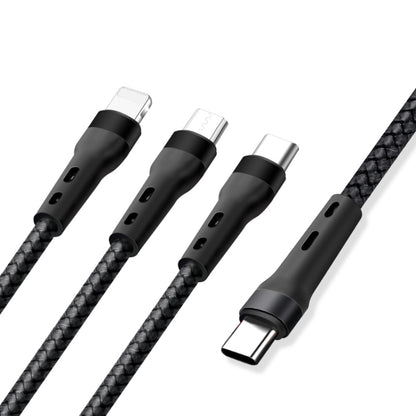 สายชาร์จข้อมูล 100W 6A Type-C ถึง 8 Pin+Type-C+Micro USB, 1.3 ม.