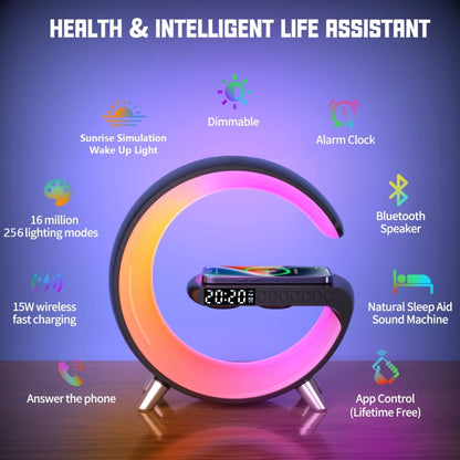N69 รองรับลำโพง Bluetooth อัจฉริยะเครื่องชาร์จไร้สายและนาฬิกาปลุกและแสงโดยรอบปลั๊ก EU, EU Plug, N69 EU Plug