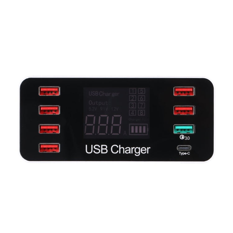 A9 Plus (เวอร์ชันสากล) มัลติฟังก์ชั่น AC 100V ~ 240V 8 พอร์ต USB Digital แสดงผล LCD สถานีชาร์จที่ถอดออกได้เครื่องชาร์จอัจฉริยะพร้อมเครื่องชาร์จไร้สายรองรับ QC3.0, A9 Plus (Global Version)